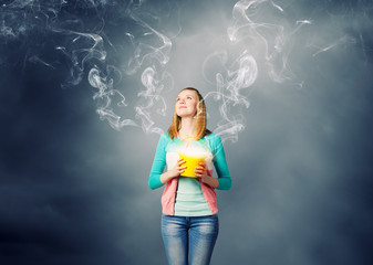 Woman with bucket