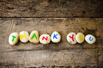 thank you  paint on stone on the wood