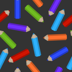 seamless pattern of colored pencils scattered