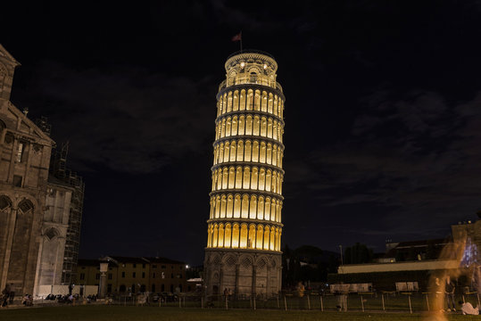 The leaning tower by night