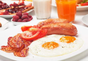 Fried eggs served for breakfast