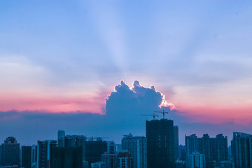 Guangzhou city sunset view