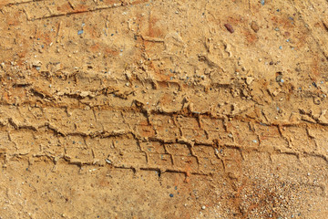 Tire track on the ground