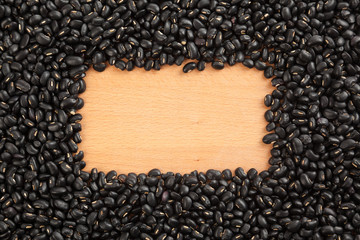 Black beans with rectangular, copy space