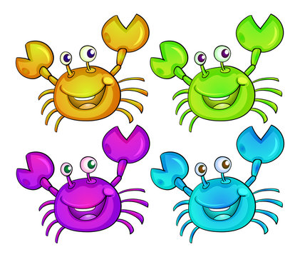 Four colourful crabs