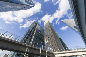 Naklejka premium ［東京都市風景］日本最大級のビジネス街 汐留高層ビル街 超広角撮影