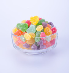 candies. jelly candies in glass bowl on a background