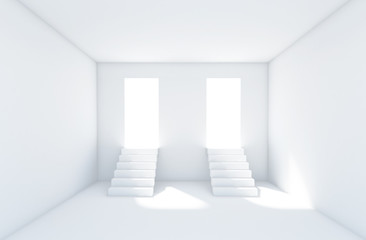 Empty White Room - 3d Perspective illustration