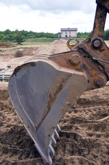 excavator machine on building work place