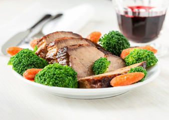 Homemade hot pork with vegetables