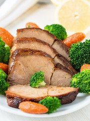 Homemade hot pork with vegetables