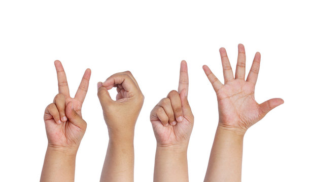 Children Hands Forming Number 2015 On a White Background.
