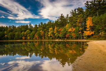 Fototapeta premium Early fall color and reflections at Echo Lake in Echo Lake State