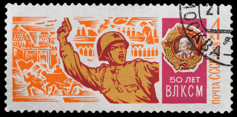 Soviet officer with a pistol