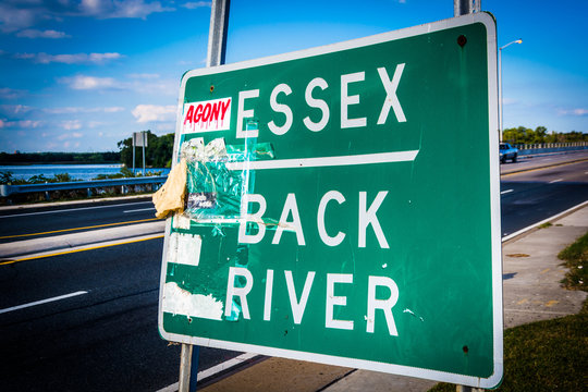 Essex Back River Sign In Essex, Maryland.