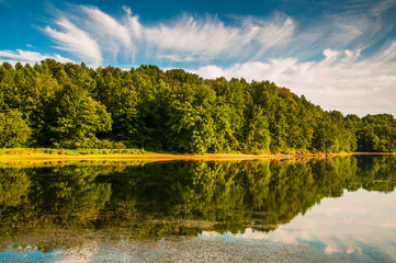 Evening light on the shore of Lake Marburg, in Codorus State Par