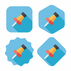 push pin flat icon with long shadow,eps10