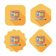 Computer flat icon with long shadow,eps10
