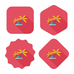 Palm tree flat icon with long shadow,eps10