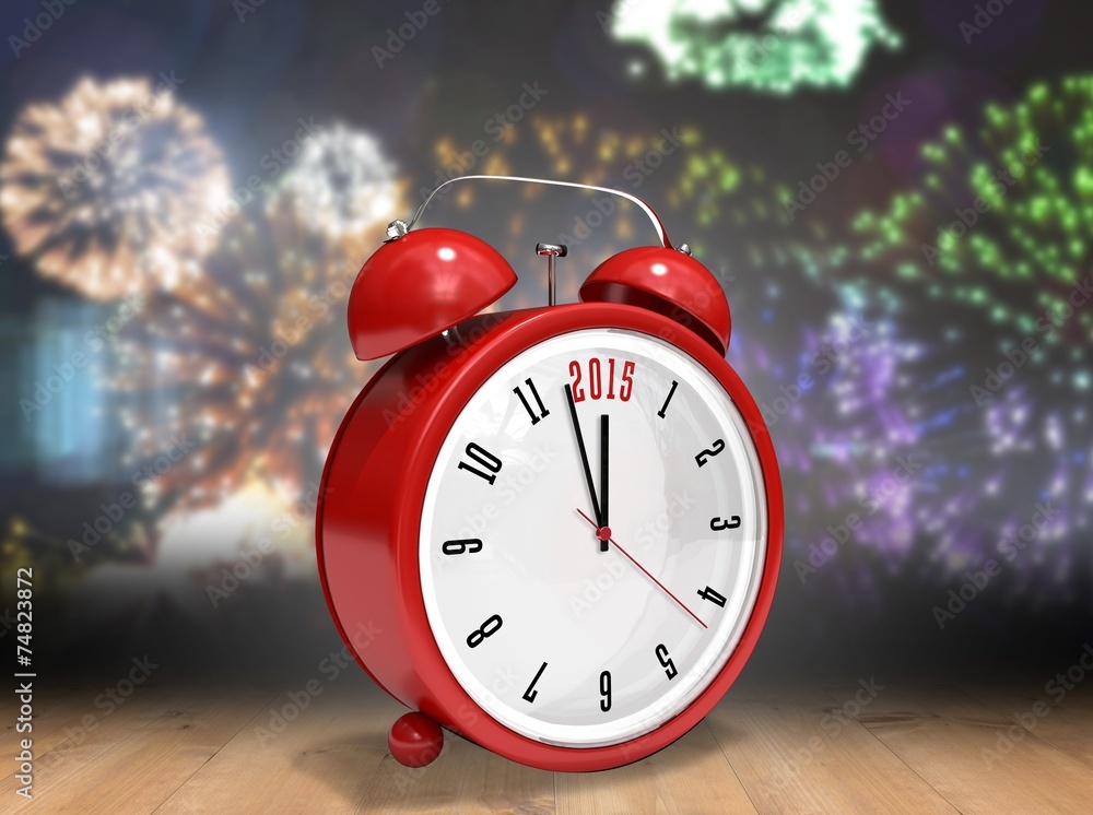 Aufkleber composite image of 2015 in red alarm clock