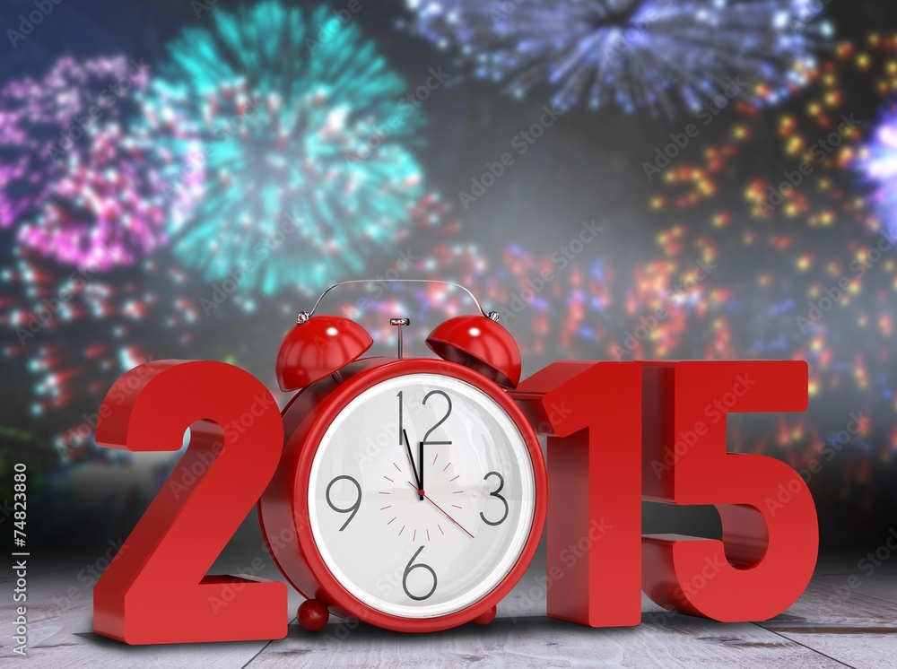 Aufkleber composite image of 2015 with alarm clock