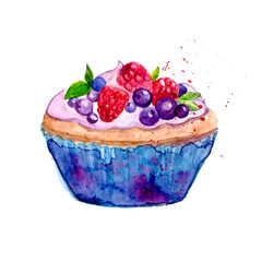 Watercolor tartlet vector illustration.