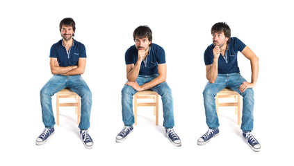 Fototapeta premium Man thinking over isolated white background