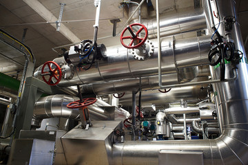 Industrial zone, Steel pipelines, valves and cables