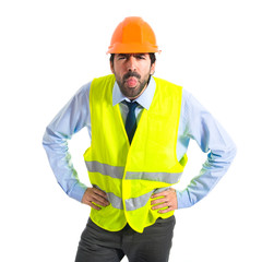 workman doing a joke