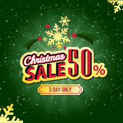 Christmas Sale 50 Percent typographic background