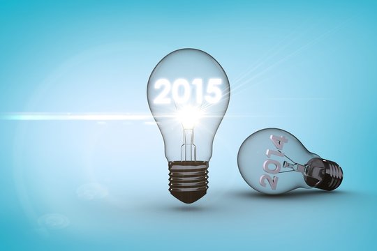 Composite image of 2014 and 2015 in light bulb