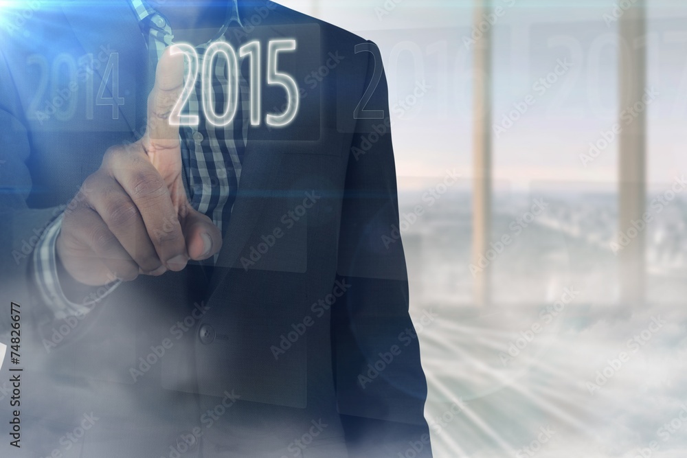 Poster composite image of focused businessman pointing