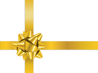 GIFT BOW (vector gold Christmas present ribbon)
