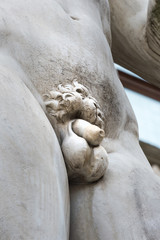 Fototapeta na wymiar The statue of David by Michelangelo on the Piazza della Signoria