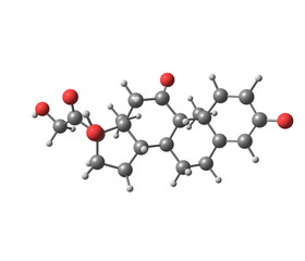 Prednisone molecule isolated on white