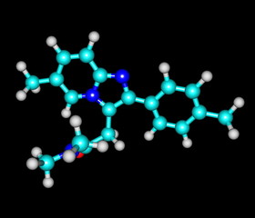 Zolpidem molecule isolated on black