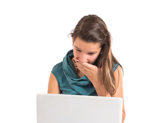 Surprised girl with laptop