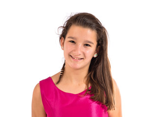 Girl over white background
