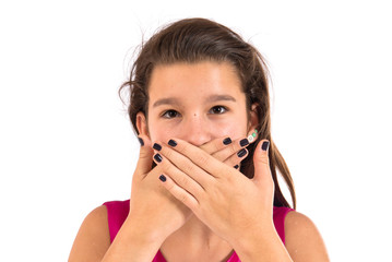 cGirl covering her mouth