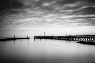 Long exposure of a pier in the Chesapeake Bay, in North Beach, M