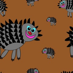 seamless pattern with hedgehog