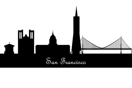 San Francisco California city skyline silhouette. Vector illustr