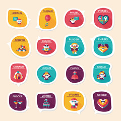 Wedding speech bubble flat design background set, eps10