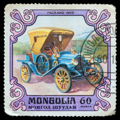Stamp printed in Mongolia with car