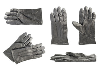 Crumpled leather glove isolated