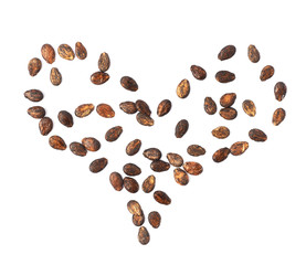 Heart shape made of watermelon seeds