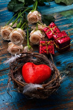 spring bird nest as symbol of Valentine's day