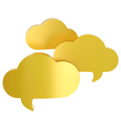 Three cloud shaped text bubbles
