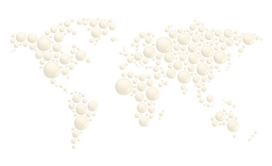 World map made of round shapes
