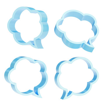 Cloud shaped text bubbles isolated